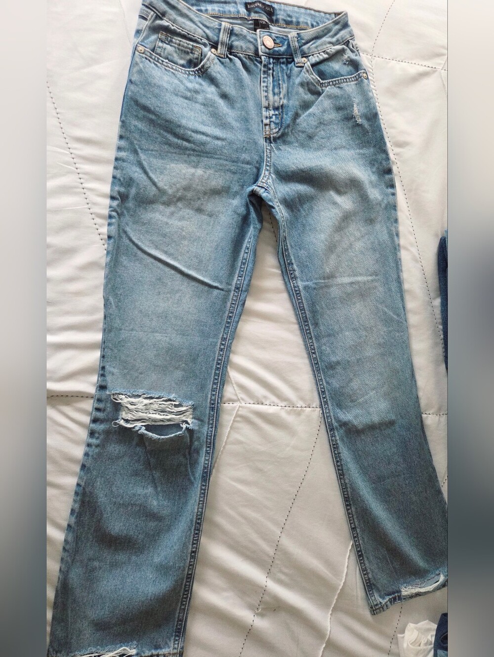 Sincerely Jules Light Blue Straight Leg Distressed Jeans